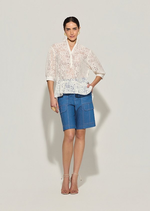 Bermuda Jorts Jeans Andreia Azul