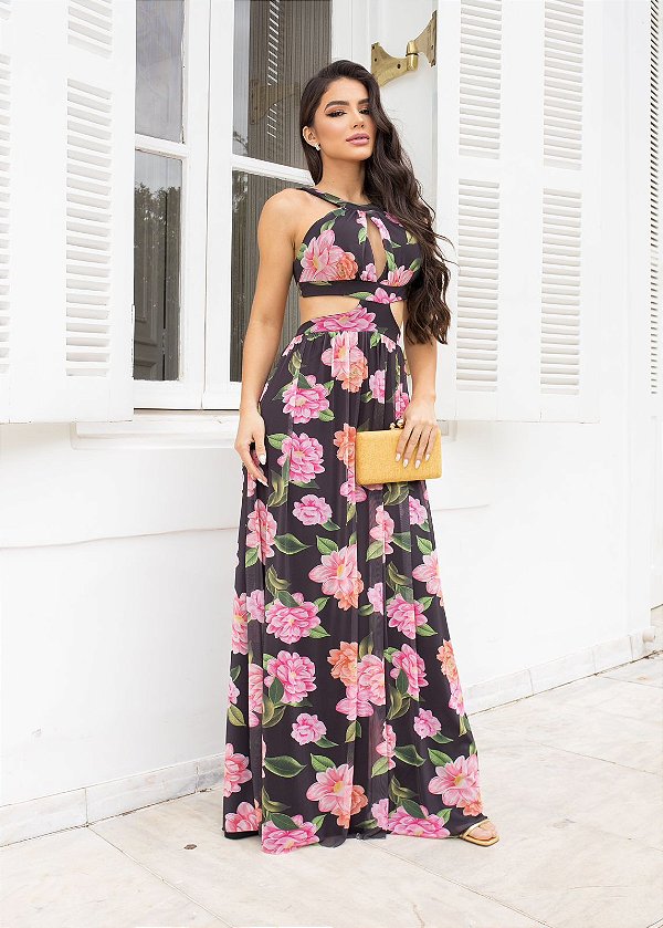 Vestido Tunísia Preto Floral | DeBella - DeBella Modas. A maior loja de roupa  feminina on line.