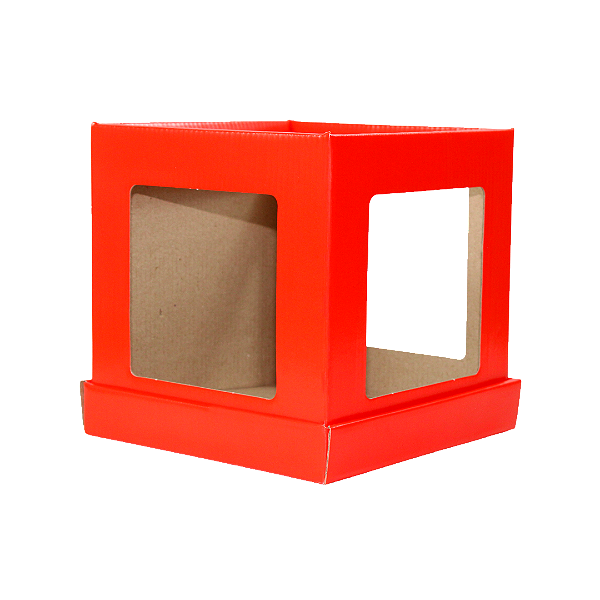 Box Quadrada Com Tampa Vermelha (03 unidades)