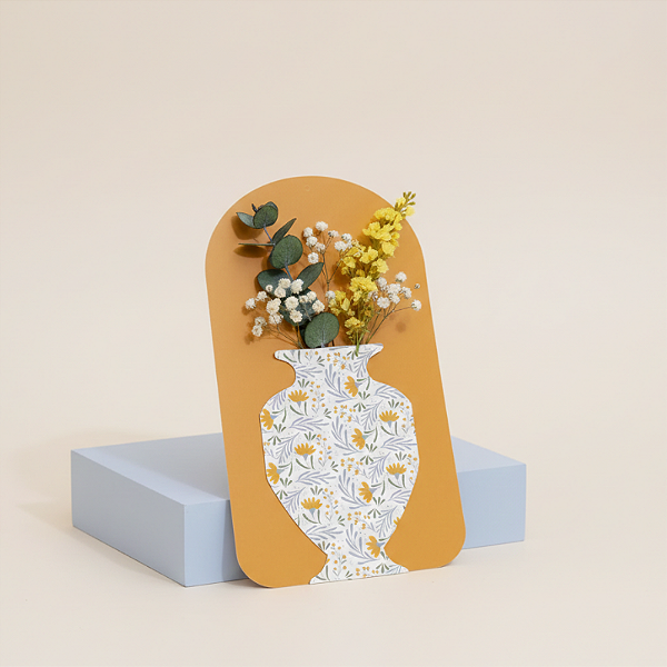 Cartão Vaso Para Flores Amarelo (10 unidades)