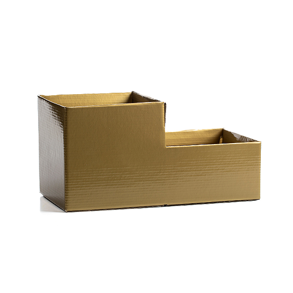 Cachepot Quadrado Duplo Dourado ( 05 unidades )