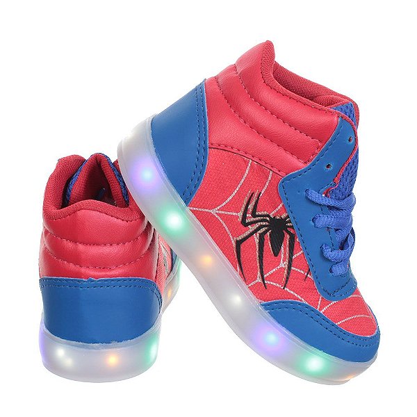 Tenis Botinha Led Infantil Masculina Meninos Aranha