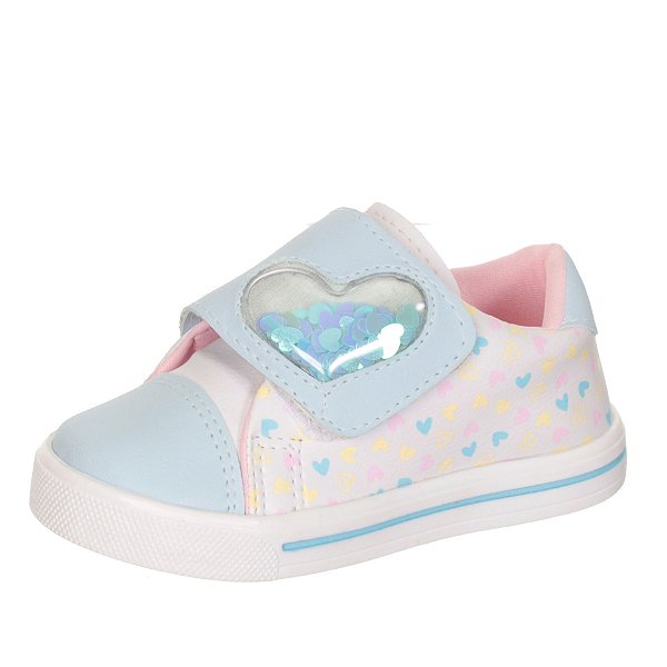 Tenis de menina infantil feminino coração azul bb