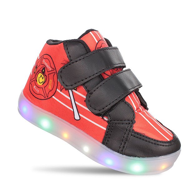 Tenis Botinha Led Bombeiros Infantil Masculino Meninos