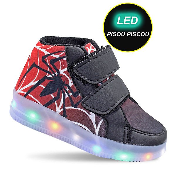 Tenis Botinha infantil masculino luz de led Aranha criança - Pemania  Calcados infantis