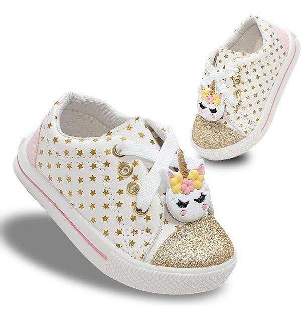 Tenis Infantil Unicornio Estrela Branco Meninas