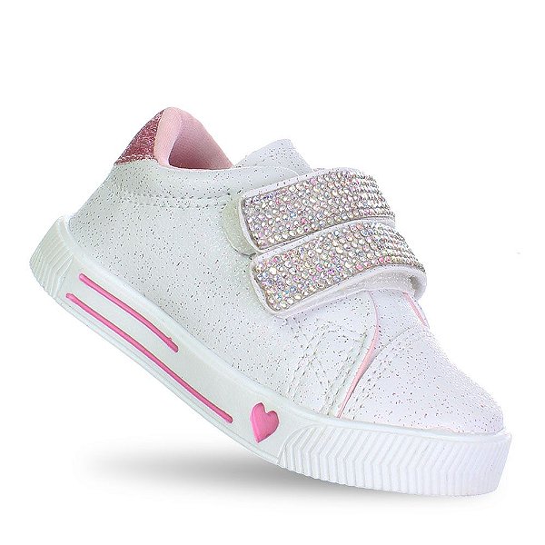 Tenis Star Brilho Infantil Feminino Meninas Baby Branco - Pemania Calcados  infantis