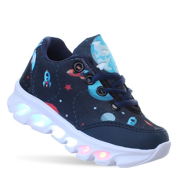 Tenis Foguete Com Luzes de Led Infantil Menino