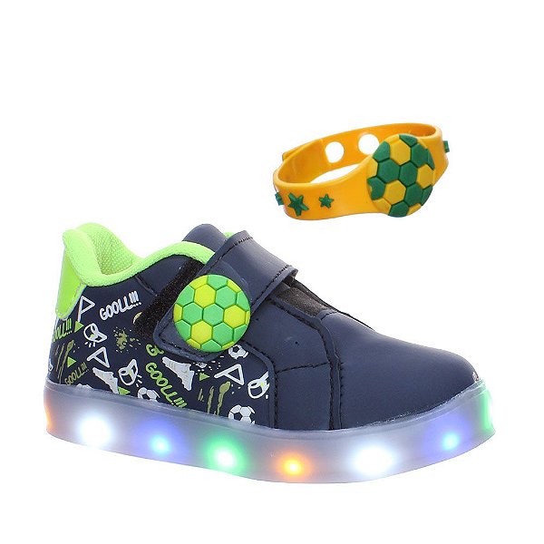 Tenis Infantil Menino Futebol Copa Gol de Luz Led e Pulseira