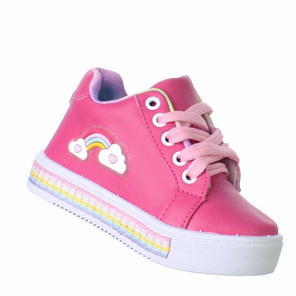 Tenis Princesa Arco Iris Infantil Menina Rosa Pink