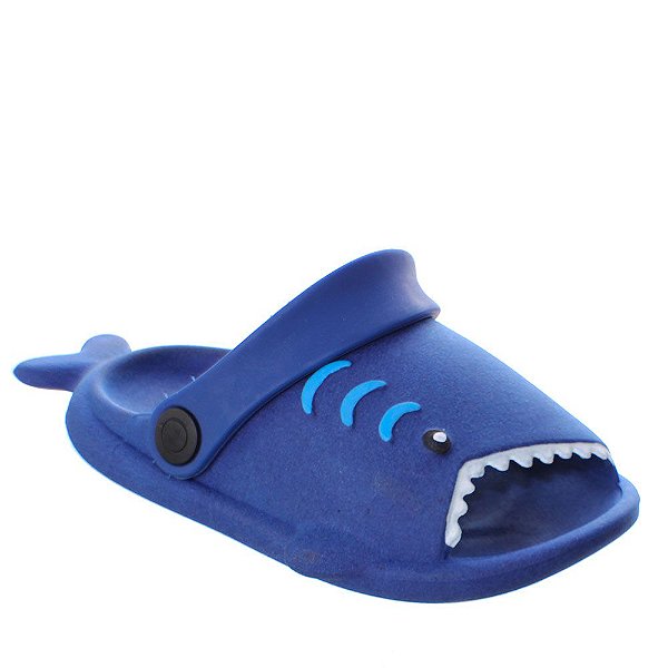 Sandalia Babuche de Meninos Tubarão bebe Shark Azul