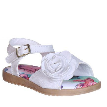 Sandália Florzinha Infantil Menina Love Flores Baby Branca