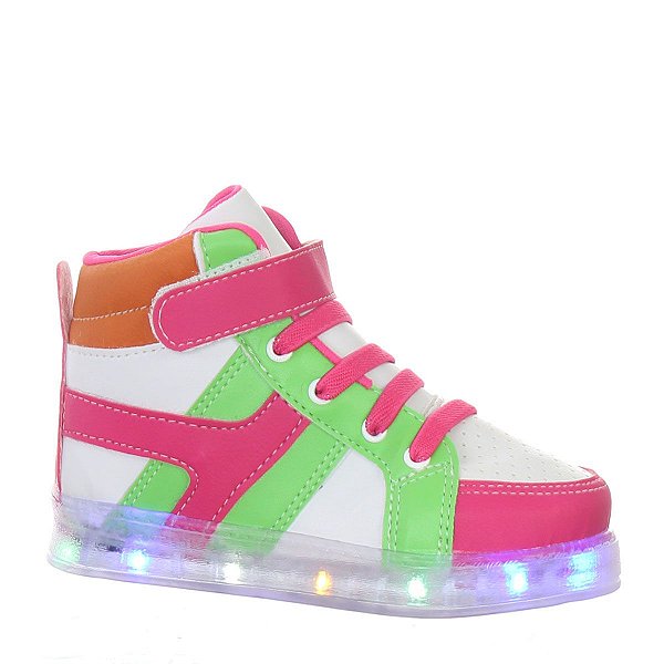 Tenis Botinha Com Luz Led Brilhante Color Infantil Menina