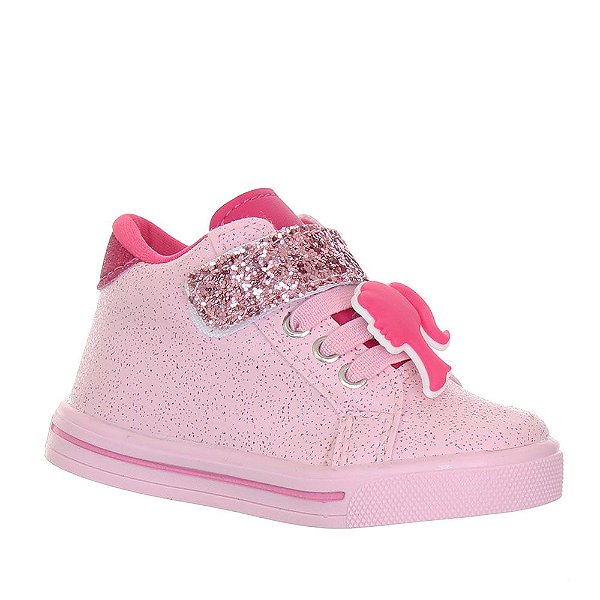 Tenis Infantil Menina Rosa Brilhante Girl Calçado Feminino