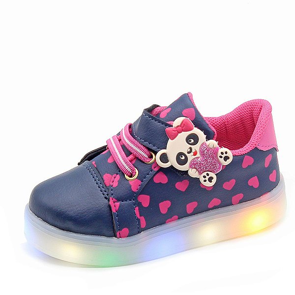 Tenis de Led  infantil feminino Meninas Urso Ursinho