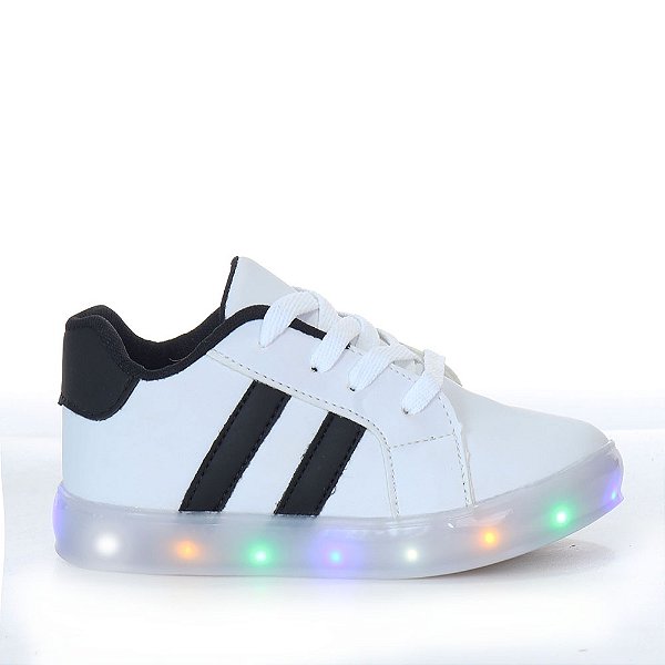 Tênis Led Luz Pisca Infantil Masculino Branco ou preto
