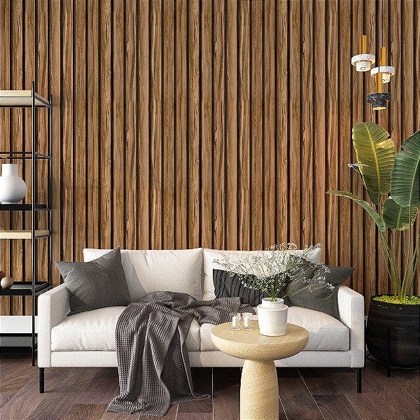 Papel de Parede Ripado Marrom Tradicional