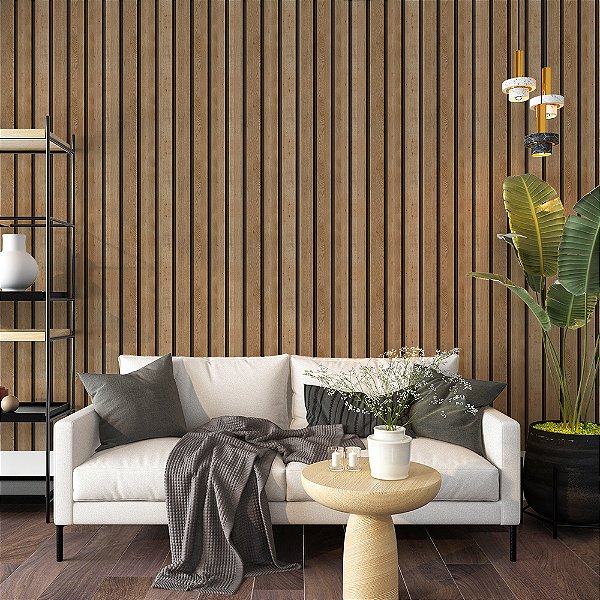 Papel de Parede Ripado Nogueira Claro
