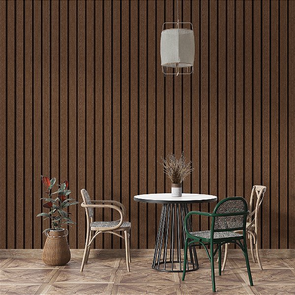Papel de Parede Ripado Marrom Escuro