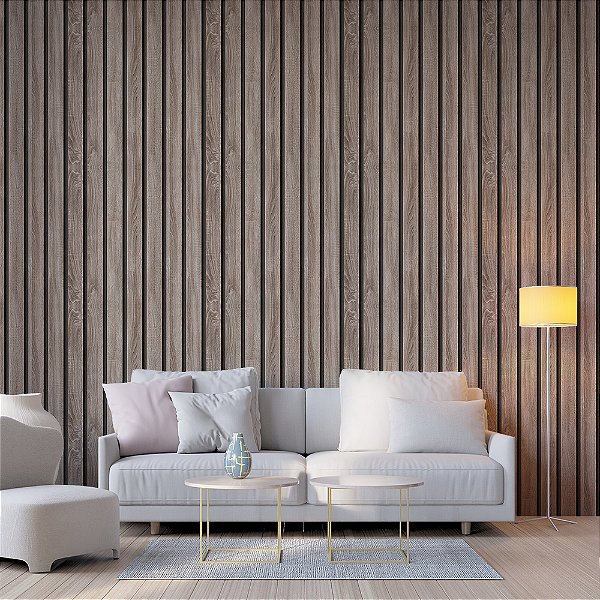 Papel de Parede Ripado Marrom Acinzentado
