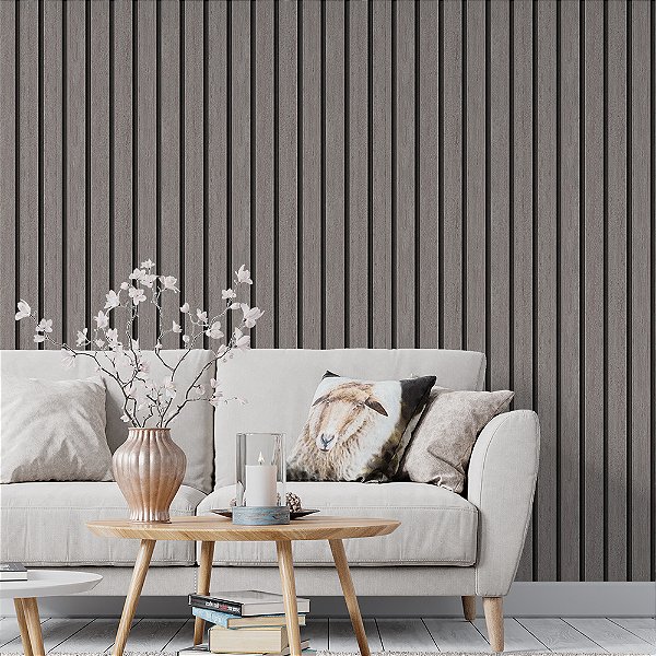 Papel de Parede Ripado Cinza