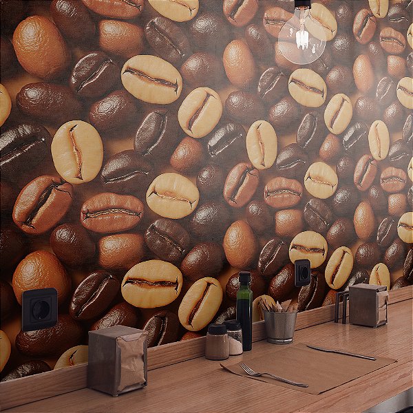Papel de Parede Lanchonete Grãos de Café Misto