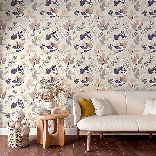 Papel de Parede Floral Flores Roxo e Rosa
