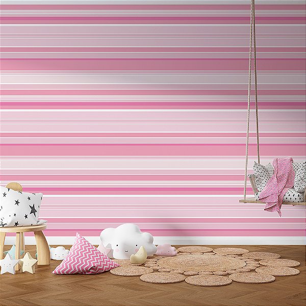Papel de Parede Listrado em Tons Rosa