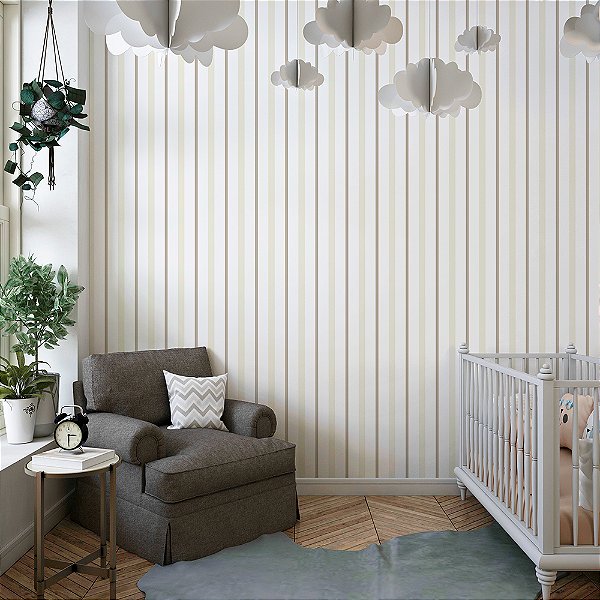 Papel de Parede Listrado Marrom e Bege em Tons Pastéis