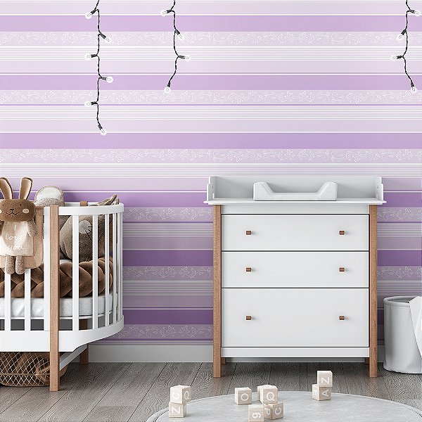 Papel de Parede Listrado Roxo e Lilás