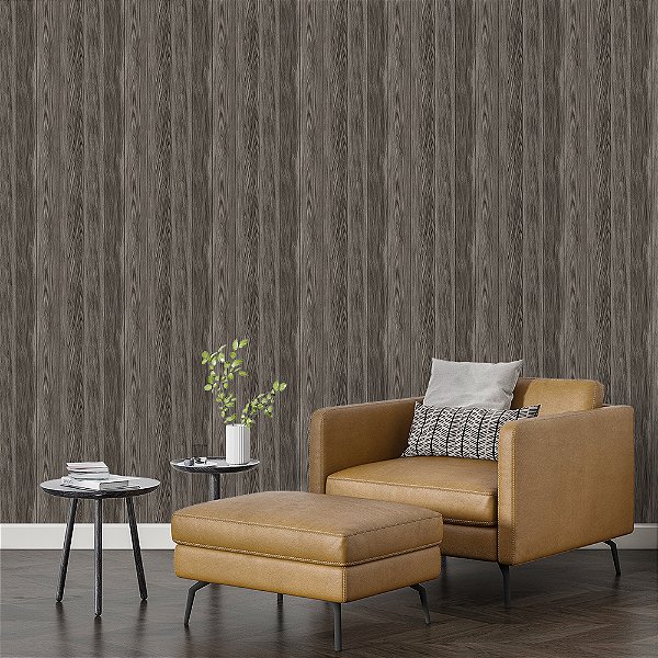 Papel de Parede Madeira Rústico Cinza Escuro