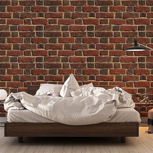 Papel de Parede Tijolos Marrom Avermelhado