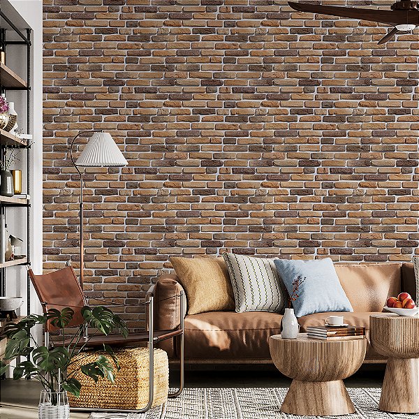 Papel de Parede Tijolos em Tons Escuros