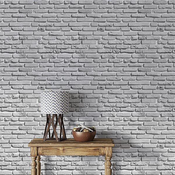 Papel de Parede Tijolos Rústico Branco