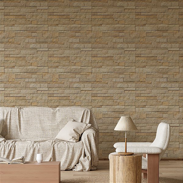 Papel de Parede Pedras Filetada Bege