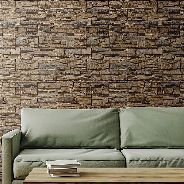 Papel de Parede Pedras Arenito Marrom Claro