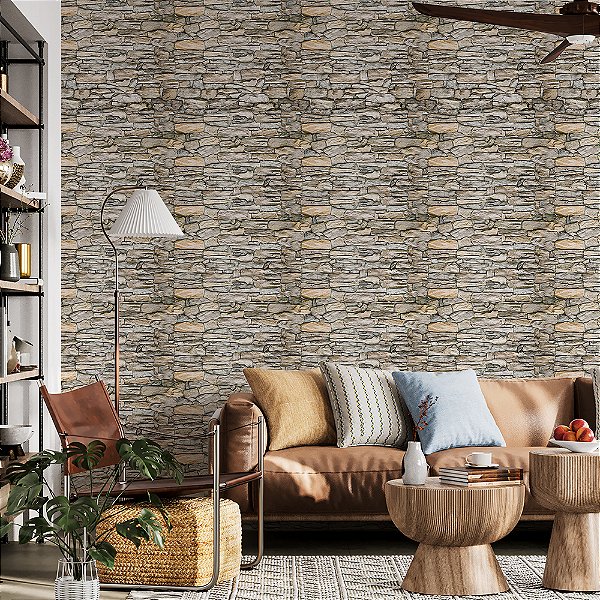 Papel de Parede Pedras Muro de Pedras Rústico