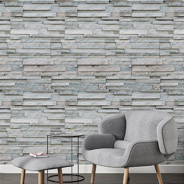 Papel de Parede Pedras Filetada Cinza