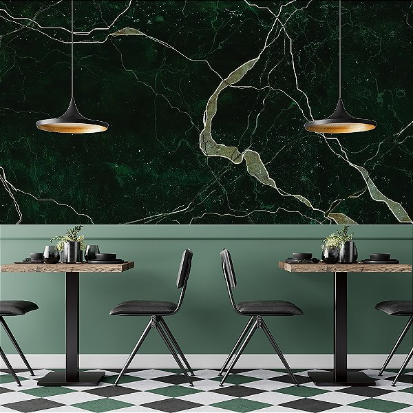 Papel de Parede Mármore Verde Escuro