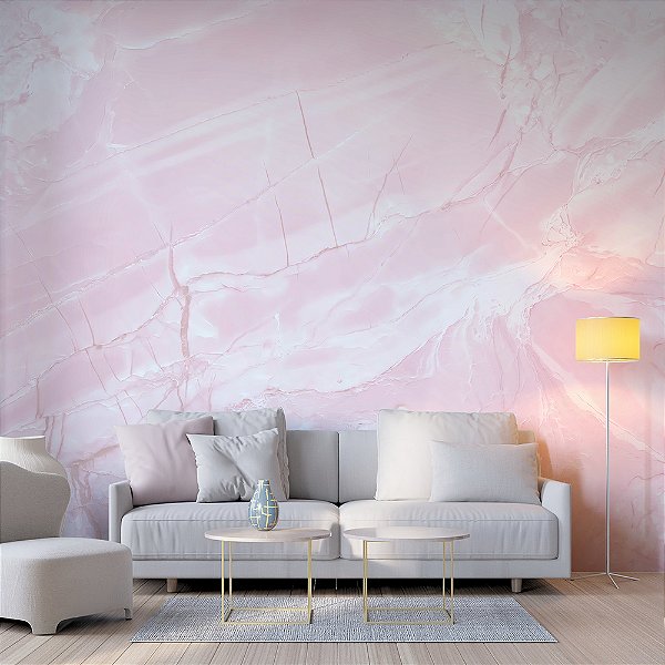 Papel de Parede Mármore Rosa Pastel