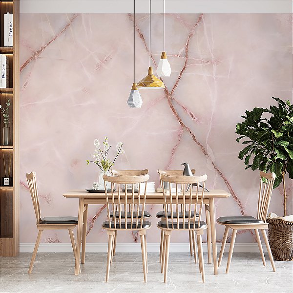 Papel de Parede Mármore Ônix Rosa Claro