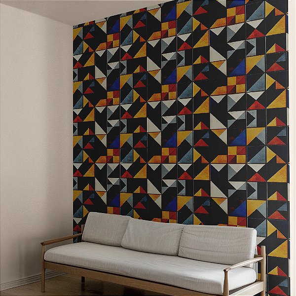 Papel de Parede Azulejo Geométrico Abstrato Escuro