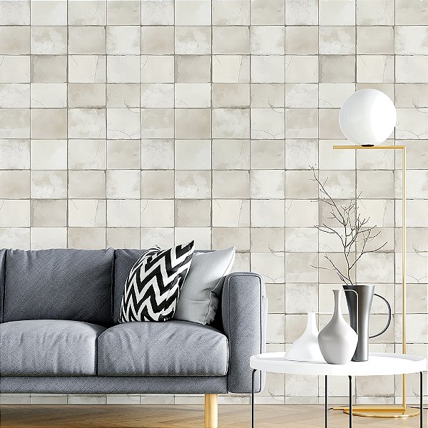 Papel de Parede Azulejo Branco Envelhecido