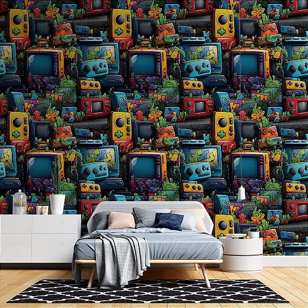 Papel de Parede 3D Colors TV e Games Retrô