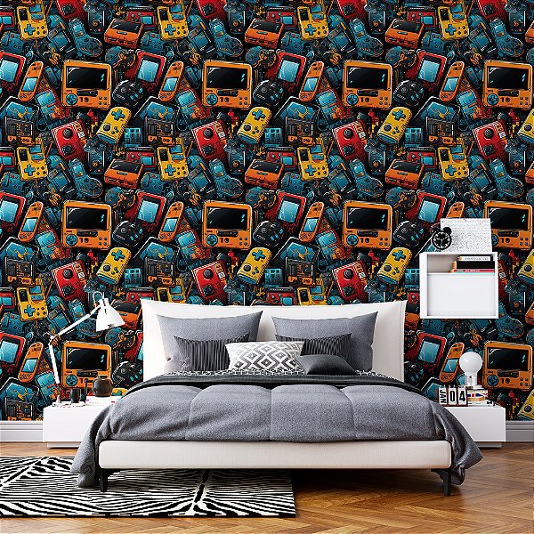 Papel de Parede 3D Colors Games Retrô