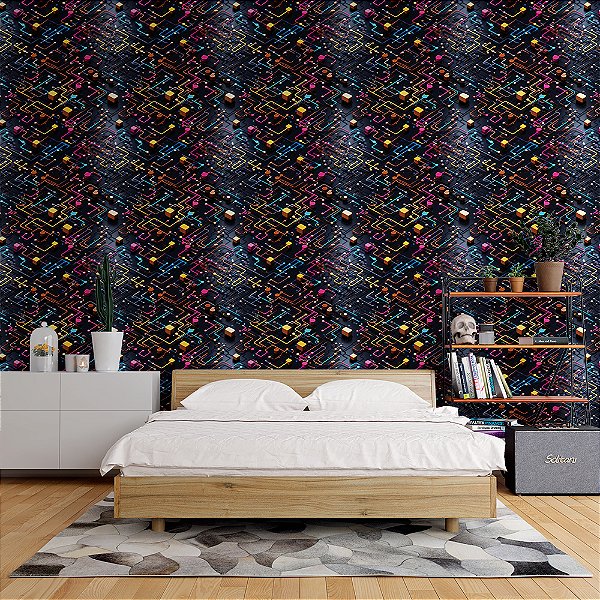 Papel de Parede 3D Colors Circuito Digital Tecnológico