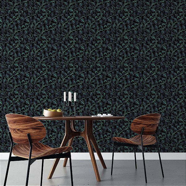 Papel de Parede Folhas de Jardim Vertical Samambaia Escura