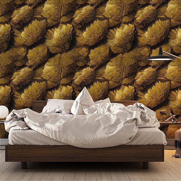 Papel de Parede Folhas Ouro Velho Escamadas