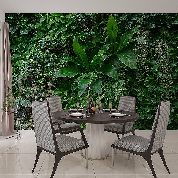 Papel de Parede Folhas Jardim Vertical Verde Floresta Profundo