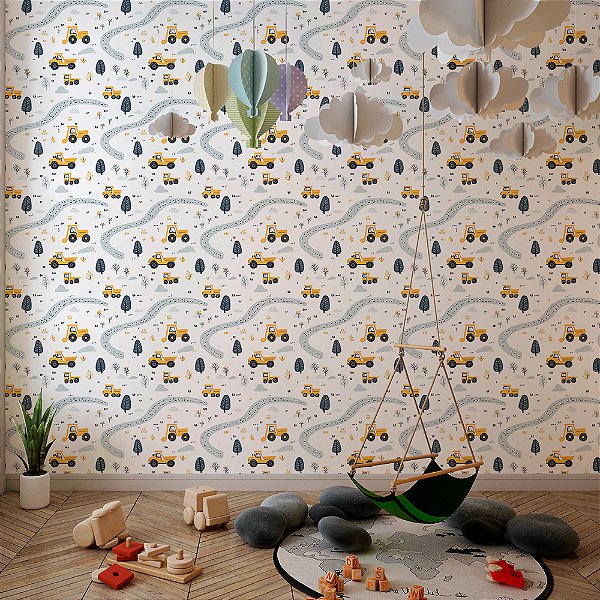 Papel de Parede Tratores Amarelos na Estrada